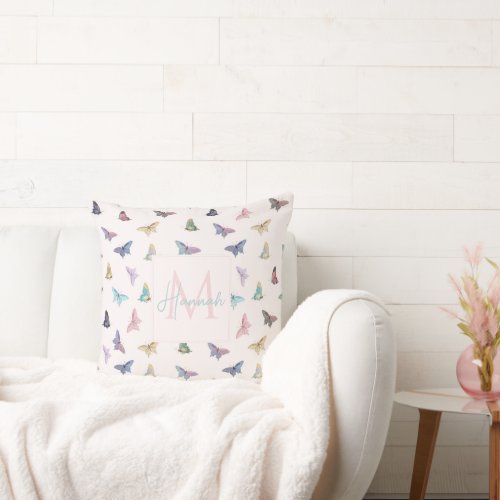 Elegant Watercolor Butterflies Beautiful Design Throw Pillow