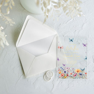 Elegant Watercolor Butterflies Bridal Shower Acrylic Invitations