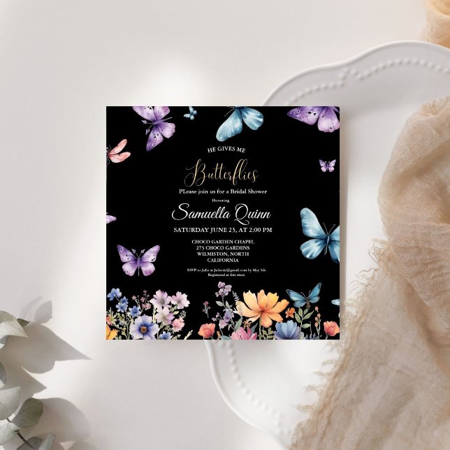 Elegant Watercolor Butterflies Bridal Shower Invitation (Creator Uploaded)