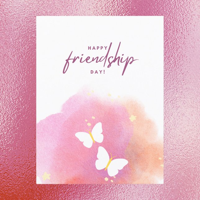 Elegant Watercolor Butterflies Friendship Day Postcard (Creator Uploaded)