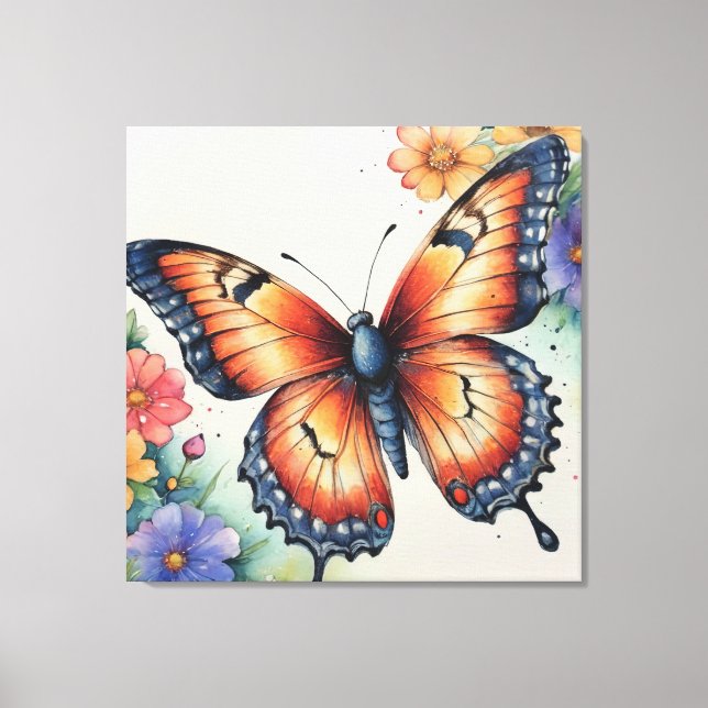 Elegant Watercolor Butterflies Nature Inspired  Canvas Print (Front)