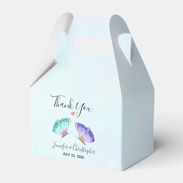 Elegant Watercolor Butterfly Duo Wedding Favor Boxes (Front Side)