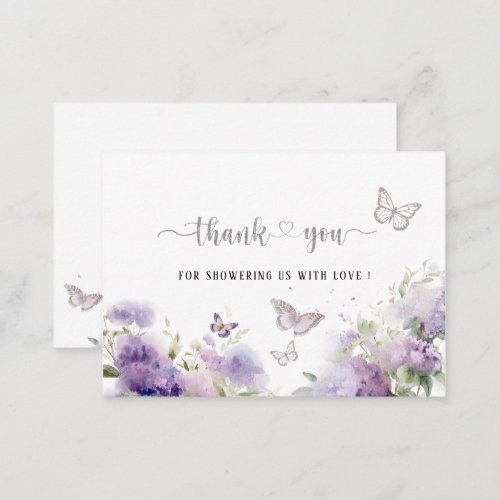 Elegant Watercolor Butterfly kisses thank you Baby Note Card