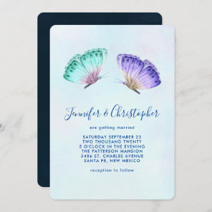 Elegant Watercolor Butterfly Pair Wedding Invitation