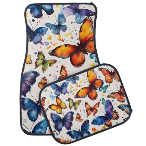 Elegant Watercolor Butterfly Pattern Car Floor Mat