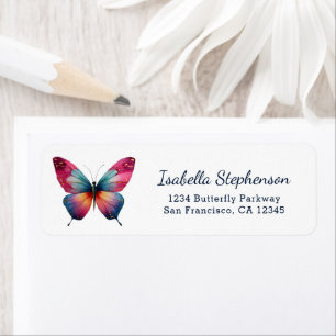 Elegant Watercolor Butterfly Return Address Label