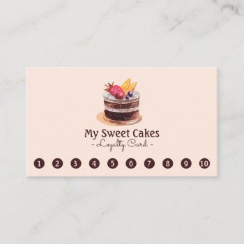Elegant Watercolor Cake 10 Punch Customer Loyalty by Citronellapaper at Zazzle