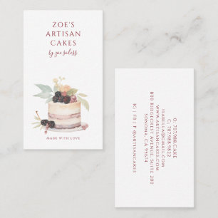 Elegant Watercolor Cake Bakery Pastry Chef Business Card