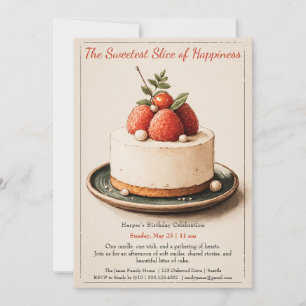 Elegant Watercolor Cake Birthday Invitation
