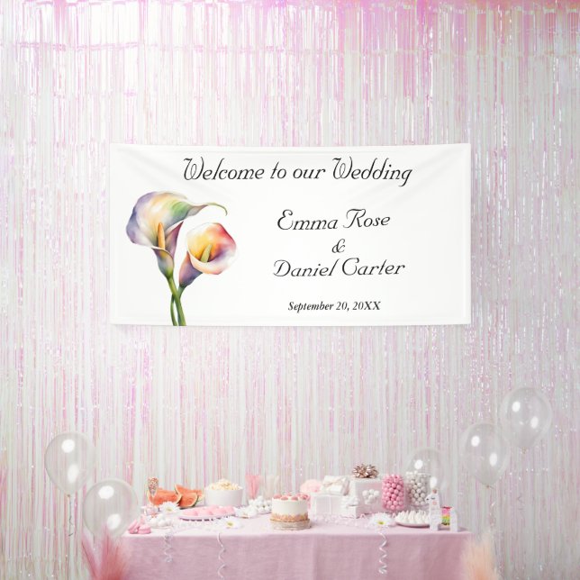 Elegant Watercolor Calla Lilies Romantic Floral Banner (Party)