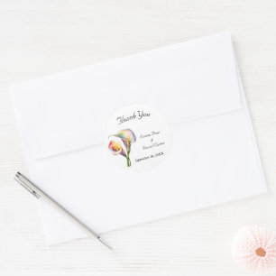 Elegant Watercolor Calla Lilies Romantic Floral Classic Round Sticker