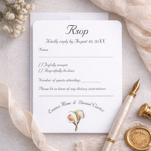 Elegant Watercolor Calla Lilies Romantic Floral RSVP Card