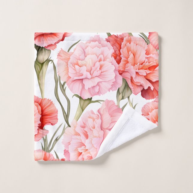 Elegant Watercolor Carnations Wash Cloth (Wash Cloth)