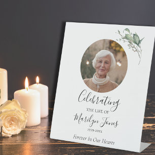 Elegant Watercolor Celebration of Life Pedestal Sign