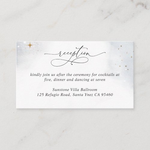 Elegant Watercolor Celestial Wedding Reception  Enclosure Card