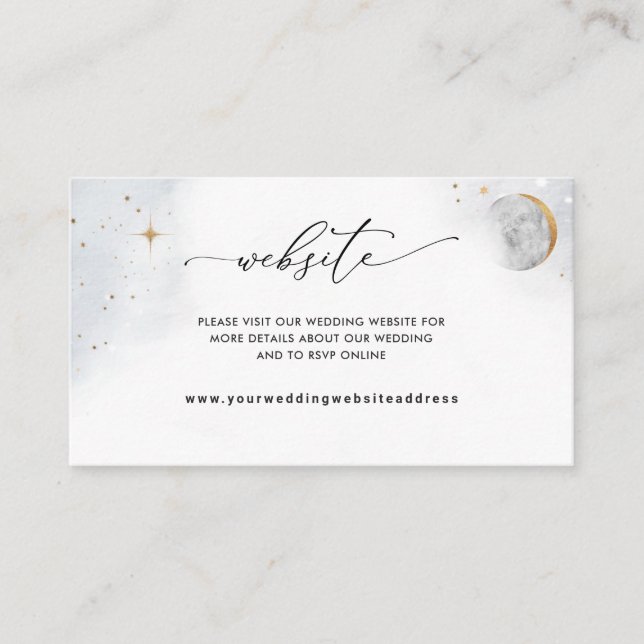 Elegant Watercolor Celestial Wedding Website  Enclosure Card (Front)