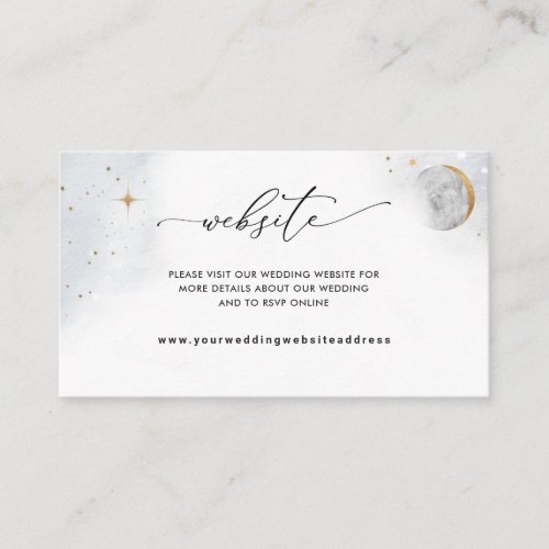 Elegant Watercolor Celestial Wedding Website  Enclosure Card