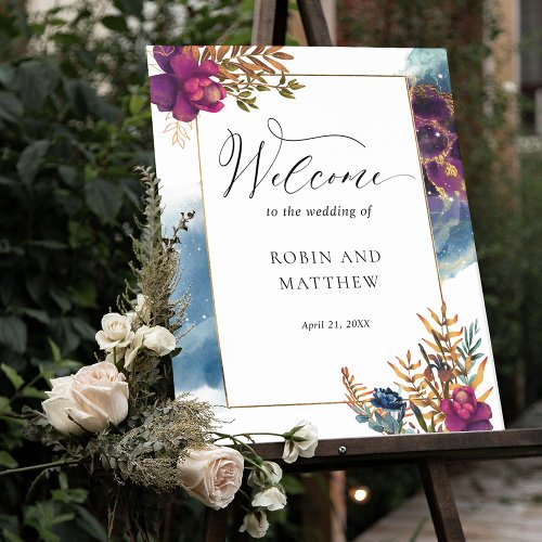 Elegant Watercolor  Celestial Welcome Wedding Sign