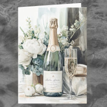 Elegant Watercolor Champagne Happy Anniversary