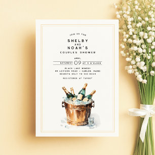 Elegant Watercolor Champagne Toast Couples Shower Invitation