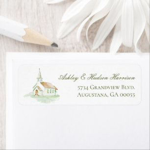 Elegant Watercolor Chapel Return Address Label