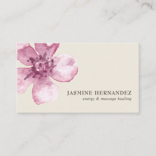 Elegant Watercolor Cherry Blossom Pink Floral Business Card