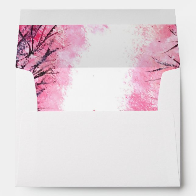 Elegant Watercolor Cherry Blossom Sakura Pink Envelope (Back (Bottom))
