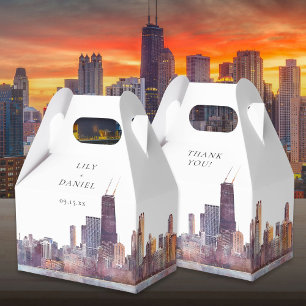 Elegant Watercolor Chicago Wedding Favor Boxes