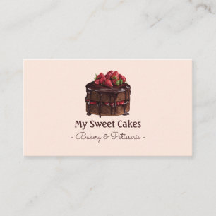 Elegant watercolor chocolate cake dessert business card