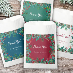 Elegant Watercolor Christmas Baby Shower Red Favor Bag