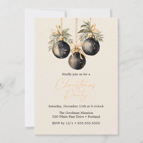 Elegant Watercolor Christmas Baubles Holiday Party