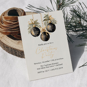Elegant Watercolor Christmas Baubles Holiday Party Card