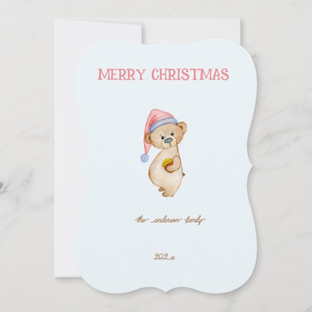 Elegant Watercolor Christmas bear (Front)