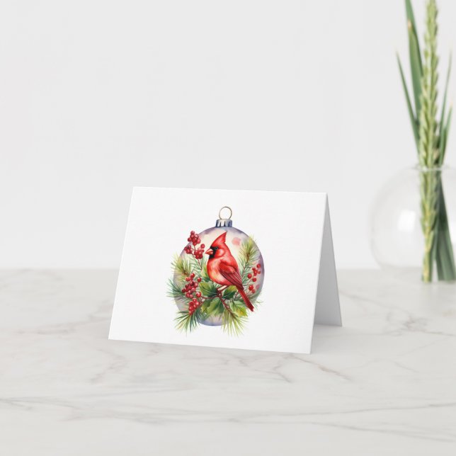 Elegant Watercolor Christmas Cardinal Greeting Holiday Card (Front)
