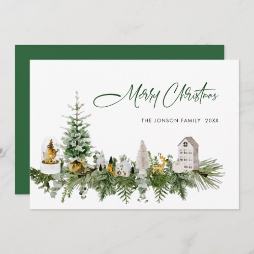 Elegant Watercolor Christmas Composition Greeting Holiday Card