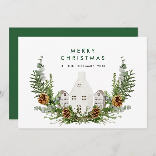 Elegant Watercolor Christmas Composition Greeting Holiday Card