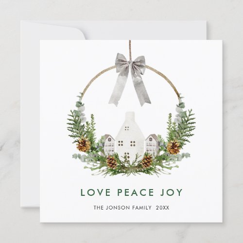 Elegant Watercolor Christmas Composition Greeting Holiday Card