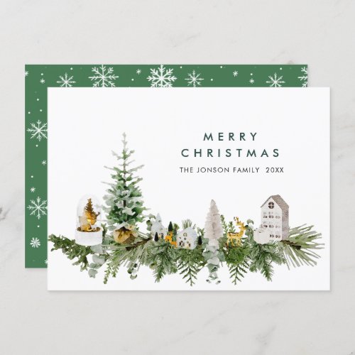 Elegant Watercolor Christmas Composition Greeting Holiday Card