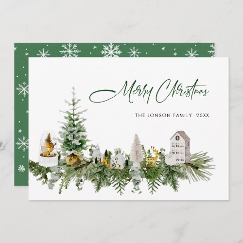 Elegant Watercolor Christmas Composition Greeting Holiday Card