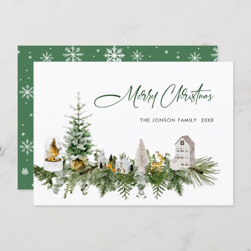 Elegant Watercolor Christmas Composition Greeting Holiday Card