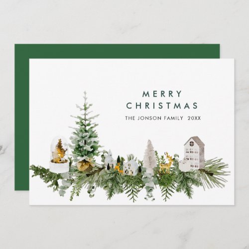 Elegant Watercolor Christmas Composition Greeting Holiday Card