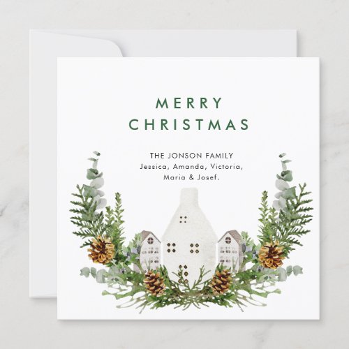 Elegant Watercolor Christmas Composition Greeting Holiday Card