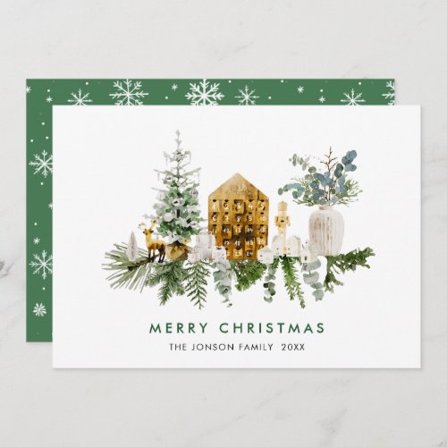 Elegant Watercolor Christmas Composition Greeting Holiday Card