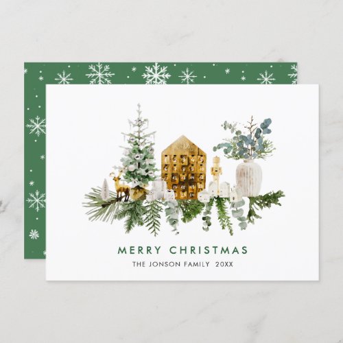 Elegant Watercolor Christmas Composition Greeting Holiday Card