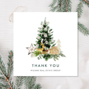 Elegant Watercolor Christmas Corporate Holiday Thank You Card