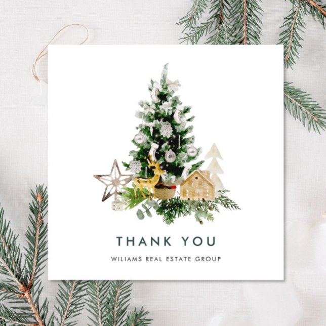 Elegant Watercolor Christmas Corporate Holiday Thank You Card (Creator Uploaded)