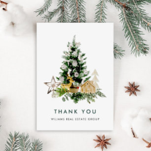 Elegant Watercolor Christmas Corporate Holiday Thank You Card