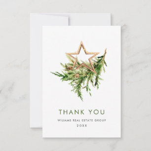 Elegant Watercolor Christmas Corporate Holiday Thank You Card