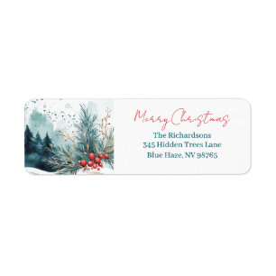 Elegant Watercolor Christmas Forest Label