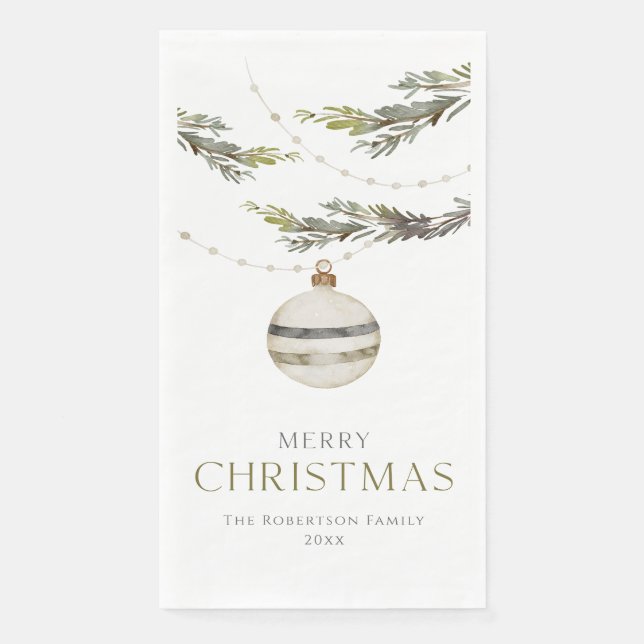 Elegant Watercolor Christmas Guest Towel (Front)